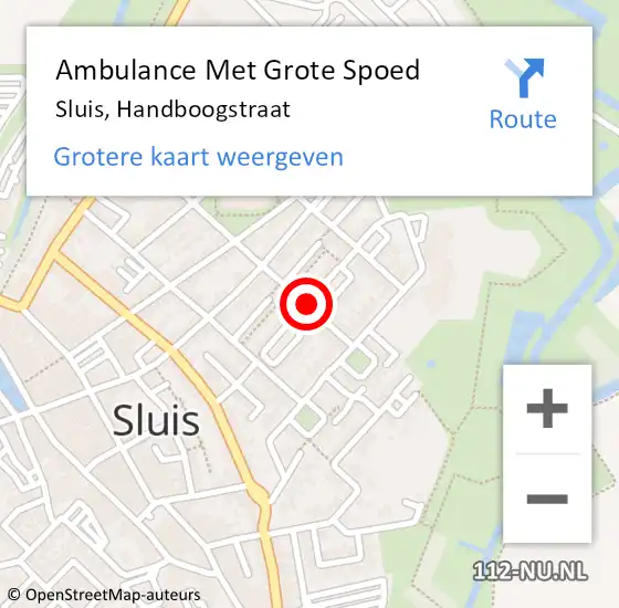 Locatie op kaart van de 112 melding: Ambulance Met Grote Spoed Naar Sluis, Handboogstraat op 3 april 2015 22:18