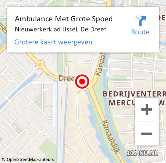 Locatie op kaart van de 112 melding: Ambulance Met Grote Spoed Naar Nieuwerkerk ad IJssel, De Dreef op 3 april 2015 22:35