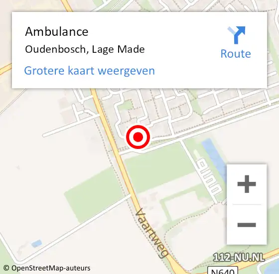 Locatie op kaart van de 112 melding: Ambulance Oudenbosch, Lage Made op 3 april 2015 23:08