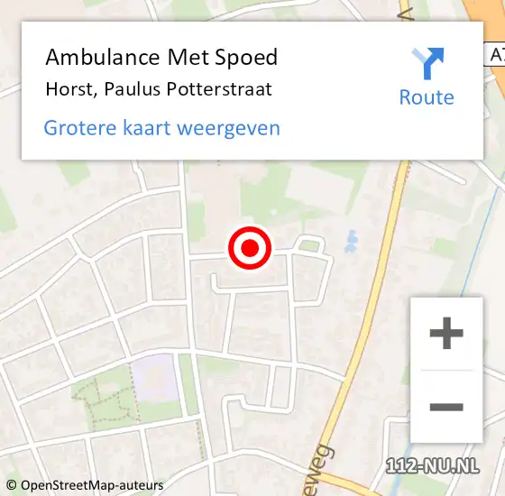 Locatie op kaart van de 112 melding: Ambulance Met Spoed Naar Horst, Paulus Potterstraat op 4 april 2015 01:38