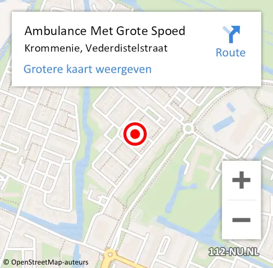 Locatie op kaart van de 112 melding: Ambulance Met Grote Spoed Naar Krommenie, Vederdistelstraat op 4 november 2013 05:34