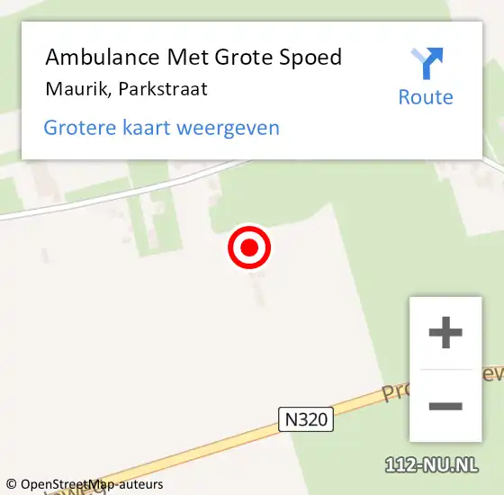 Locatie op kaart van de 112 melding: Ambulance Met Grote Spoed Naar Maurik, Parkstraat op 4 april 2015 03:33