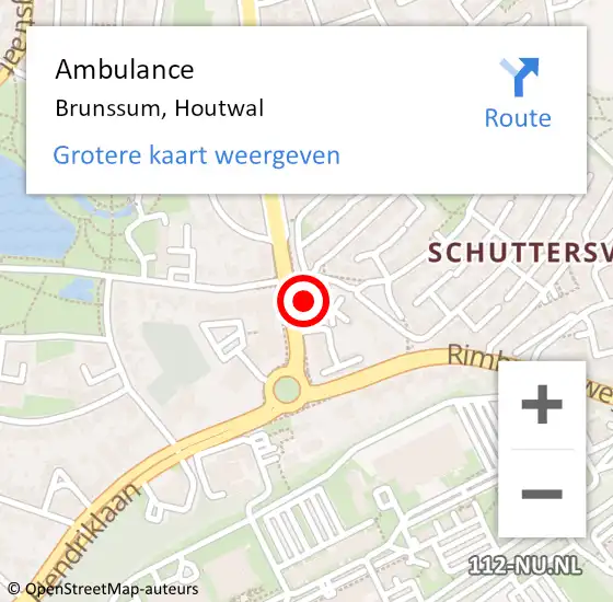 Locatie op kaart van de 112 melding: Ambulance Brunssum, Houtwal op 4 april 2015 09:28