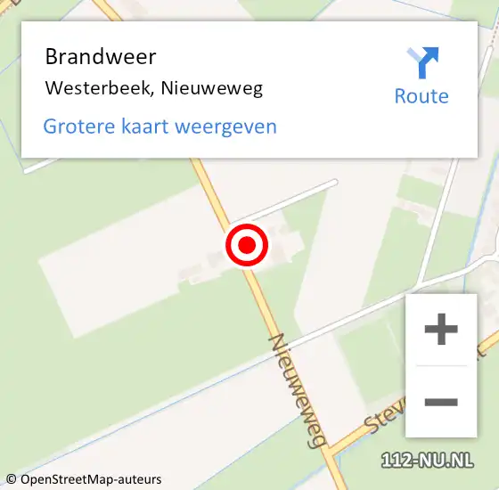 Locatie op kaart van de 112 melding: Brandweer Westerbeek, Nieuweweg op 4 april 2015 09:48