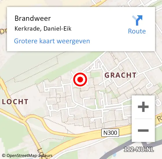 Locatie op kaart van de 112 melding: Brandweer Kerkrade, Daniel-Eik op 4 november 2013 06:54