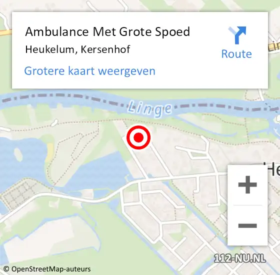 Locatie op kaart van de 112 melding: Ambulance Met Grote Spoed Naar Heukelum, Kersenhof op 4 april 2015 10:28