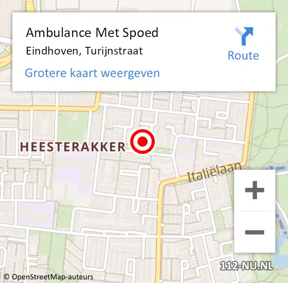 Locatie op kaart van de 112 melding: Ambulance Met Spoed Naar Eindhoven, Turijnstraat op 4 april 2015 11:25