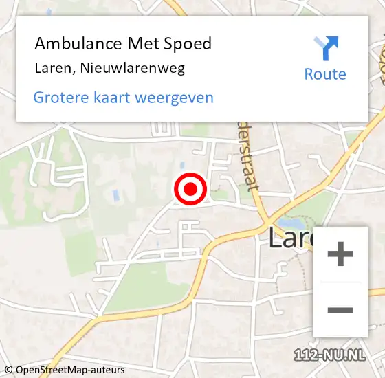 Locatie op kaart van de 112 melding: Ambulance Met Spoed Naar Laren, Nieuwlarenweg op 4 april 2015 11:55