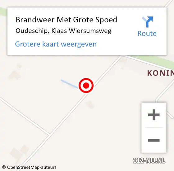 Locatie op kaart van de 112 melding: Brandweer Met Grote Spoed Naar Oudeschip, Klaas Wiersumsweg op 4 november 2013 07:12