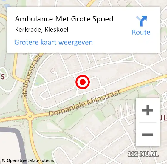 Locatie op kaart van de 112 melding: Ambulance Met Grote Spoed Naar Kerkrade, Kieskoel op 4 april 2015 12:13