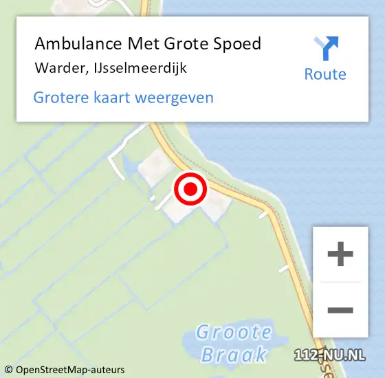 Locatie op kaart van de 112 melding: Ambulance Met Grote Spoed Naar Warder, IJsselmeerdijk op 4 april 2015 12:13