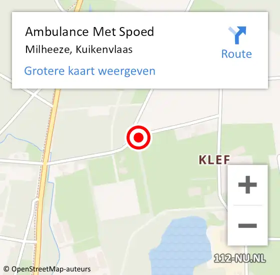 Locatie op kaart van de 112 melding: Ambulance Met Spoed Naar Milheeze, Kuikenvlaas op 4 april 2015 12:26