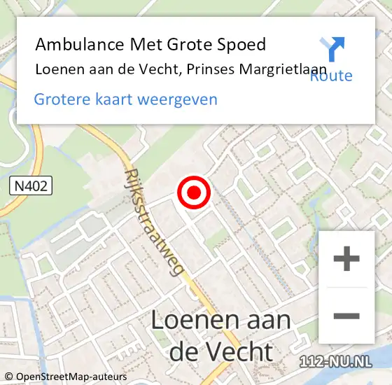 Locatie op kaart van de 112 melding: Ambulance Met Grote Spoed Naar Loenen aan de Vecht, Prinses Margrietlaan op 4 april 2015 12:27