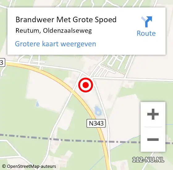 Locatie op kaart van de 112 melding: Brandweer Met Grote Spoed Naar Reutum, Oldenzaalseweg op 4 april 2015 12:27