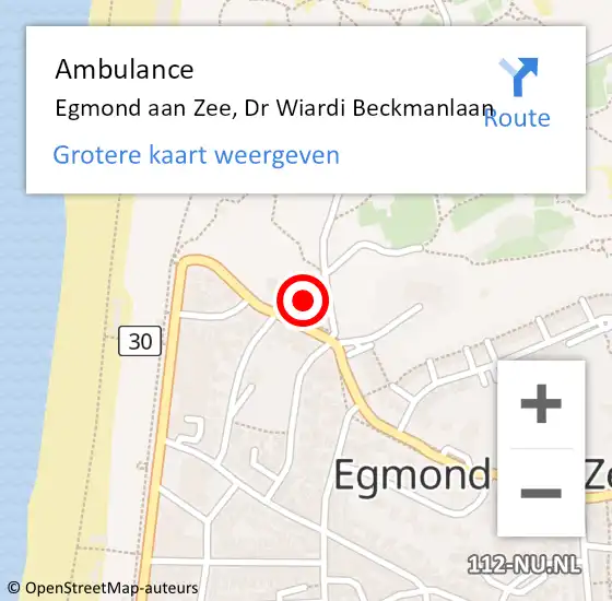 Locatie op kaart van de 112 melding: Ambulance Egmond aan Zee, Dr Wiardi Beckmanlaan op 4 april 2015 12:31