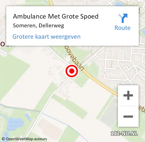 Locatie op kaart van de 112 melding: Ambulance Met Grote Spoed Naar Someren, Dellerweg op 4 april 2015 14:04