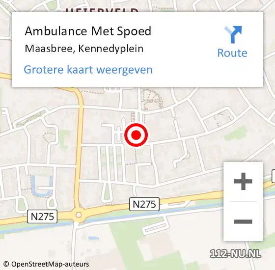 Locatie op kaart van de 112 melding: Ambulance Met Spoed Naar Maasbree, Kennedyplein op 4 april 2015 15:18