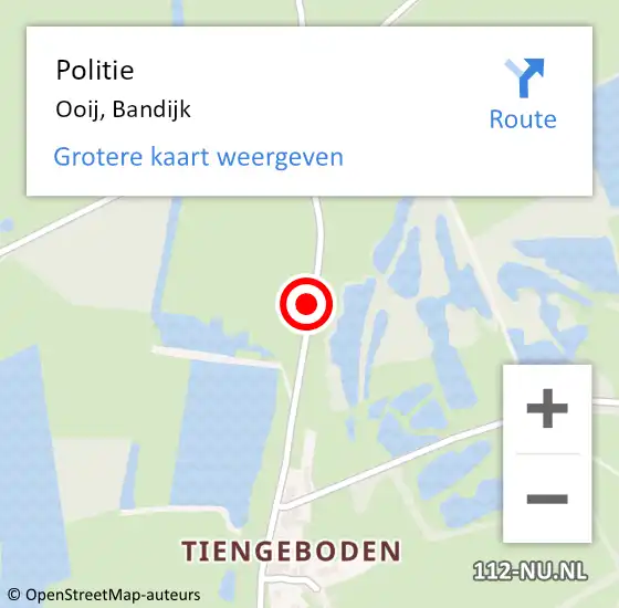 Locatie op kaart van de 112 melding: Politie Ooij, Bandijk op 4 april 2015 16:22