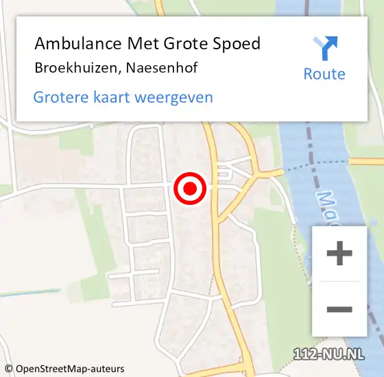 Locatie op kaart van de 112 melding: Ambulance Met Grote Spoed Naar Broekhuizen, Naesenhof op 4 april 2015 17:36