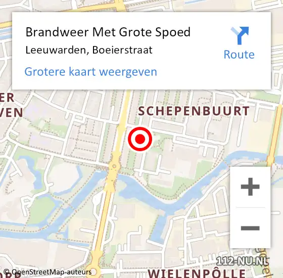 Locatie op kaart van de 112 melding: Brandweer Met Grote Spoed Naar Leeuwarden, Boeierstraat op 4 april 2015 17:37