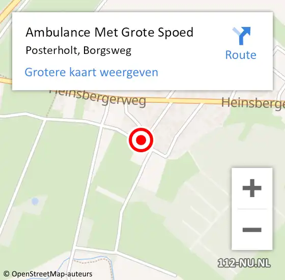 Locatie op kaart van de 112 melding: Ambulance Met Grote Spoed Naar Posterholt, Borgsweg op 4 april 2015 18:01