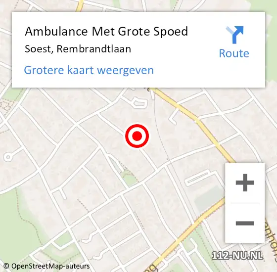 Locatie op kaart van de 112 melding: Ambulance Met Grote Spoed Naar Soest, Rembrandtlaan op 4 april 2015 18:20