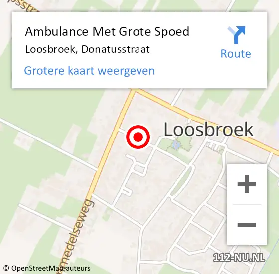 Locatie op kaart van de 112 melding: Ambulance Met Grote Spoed Naar Loosbroek, Donatusstraat op 4 april 2015 18:23