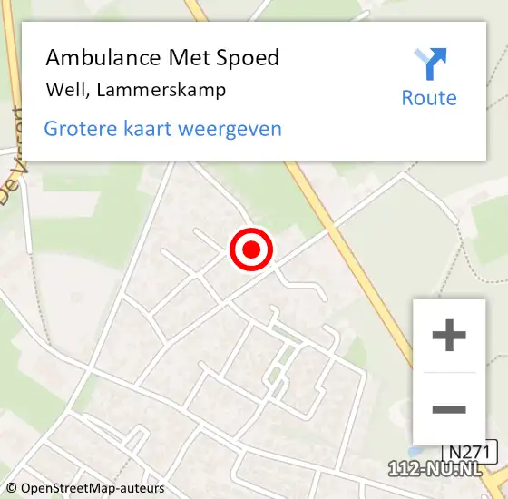 Locatie op kaart van de 112 melding: Ambulance Met Spoed Naar Well, Lammerskamp op 4 november 2013 07:56