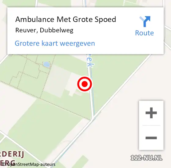 Locatie op kaart van de 112 melding: Ambulance Met Grote Spoed Naar Reuver, Dubbelweg op 4 april 2015 18:40