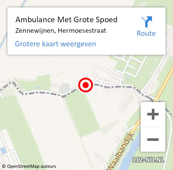 Locatie op kaart van de 112 melding: Ambulance Met Grote Spoed Naar Zennewijnen, Hermoesestraat op 4 april 2015 19:06