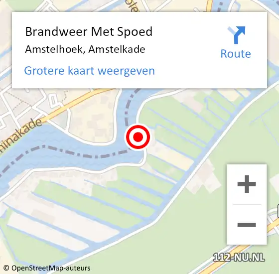 Locatie op kaart van de 112 melding: Brandweer Met Spoed Naar Amstelhoek, Amstelkade op 4 april 2015 19:29