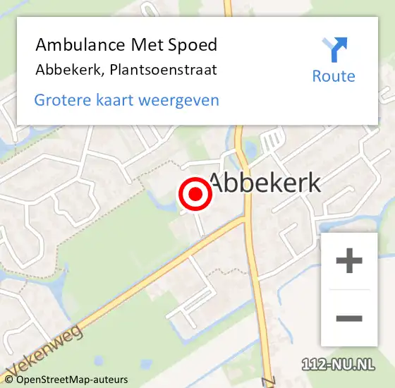 Locatie op kaart van de 112 melding: Ambulance Met Spoed Naar Abbekerk, Plantsoenstraat op 4 april 2015 19:52