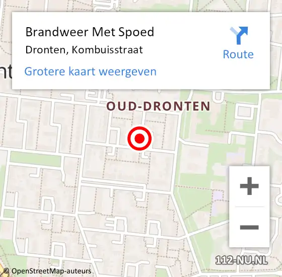 Locatie op kaart van de 112 melding: Brandweer Met Spoed Naar Dronten, Kombuisstraat op 4 april 2015 20:19