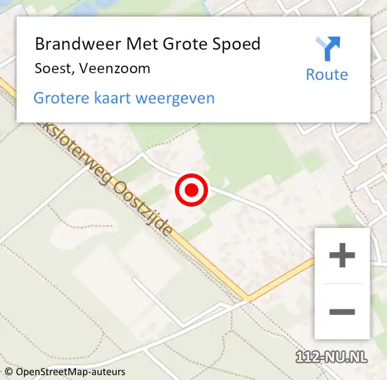 Locatie op kaart van de 112 melding: Brandweer Met Grote Spoed Naar Soest, Veenzoom op 4 april 2015 20:49