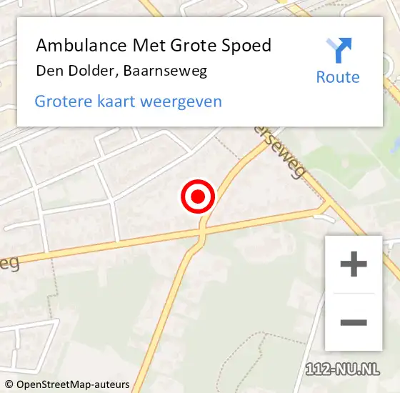 Locatie op kaart van de 112 melding: Ambulance Met Grote Spoed Naar Den Dolder, Baarnseweg op 4 april 2015 22:05