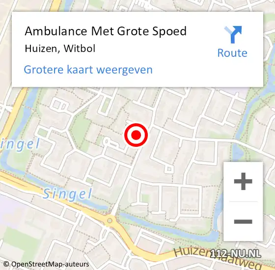 Locatie op kaart van de 112 melding: Ambulance Met Grote Spoed Naar Huizen, Witbol op 4 april 2015 22:10