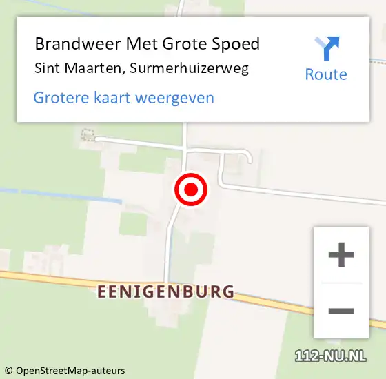 Locatie op kaart van de 112 melding: Brandweer Met Grote Spoed Naar Sint Maarten, Surmerhuizerweg op 4 april 2015 22:36