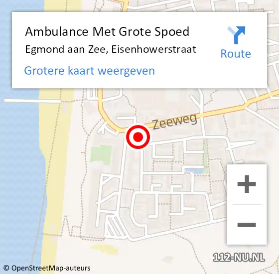 Locatie op kaart van de 112 melding: Ambulance Met Grote Spoed Naar Egmond aan Zee, Eisenhowerstraat op 4 april 2015 22:49