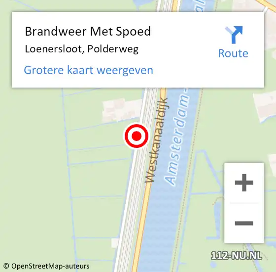 Locatie op kaart van de 112 melding: Brandweer Met Spoed Naar Loenersloot, Polderweg op 4 april 2015 22:51