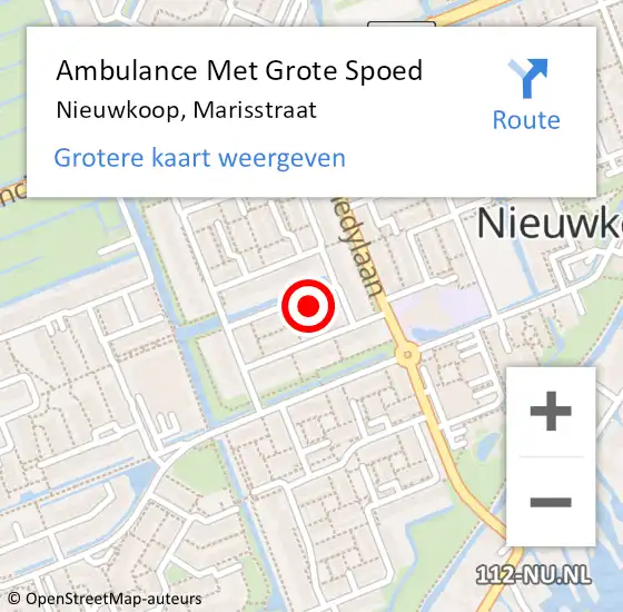 Locatie op kaart van de 112 melding: Ambulance Met Grote Spoed Naar Nieuwkoop, Marisstraat op 4 april 2015 23:02