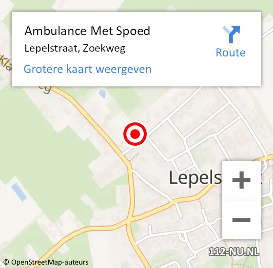 Locatie op kaart van de 112 melding: Ambulance Met Spoed Naar Lepelstraat, Zoekweg op 4 april 2015 23:06