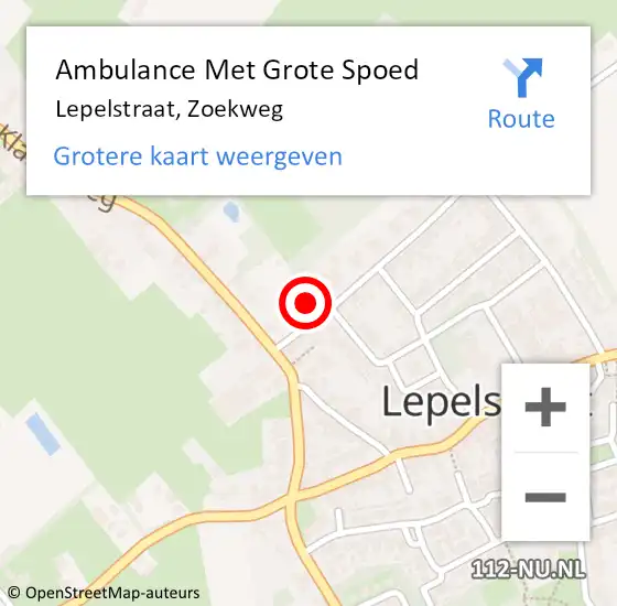 Locatie op kaart van de 112 melding: Ambulance Met Grote Spoed Naar Lepelstraat, Zoekweg op 4 april 2015 23:38