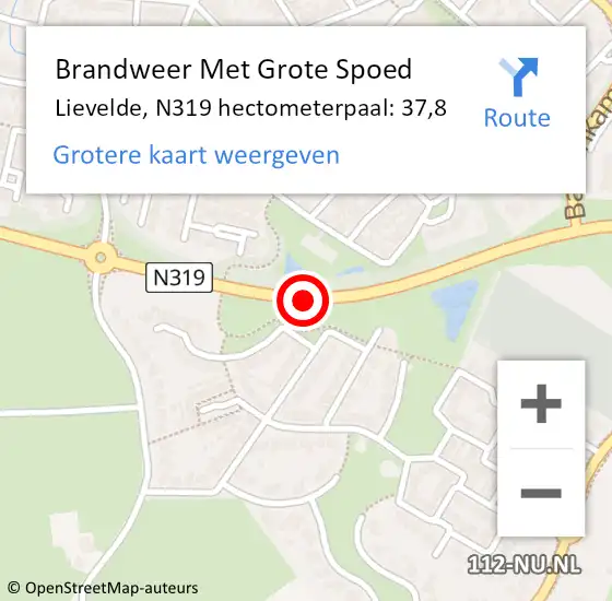 Locatie op kaart van de 112 melding: Brandweer Met Grote Spoed Naar Lievelde, N319 hectometerpaal: 37,8 op 5 april 2015 00:03