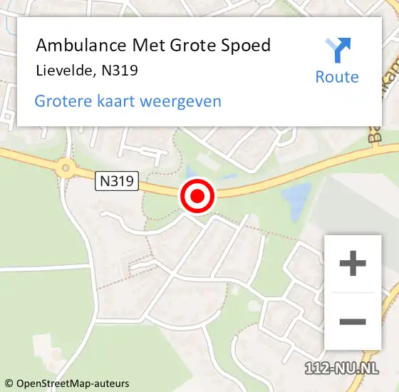 Locatie op kaart van de 112 melding: Ambulance Met Grote Spoed Naar Lievelde, N319 op 5 april 2015 00:05