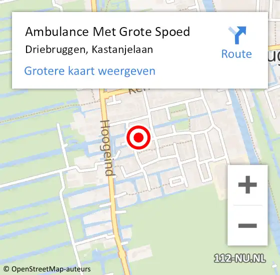 Locatie op kaart van de 112 melding: Ambulance Met Grote Spoed Naar Driebruggen, Kastanjelaan op 5 april 2015 00:40