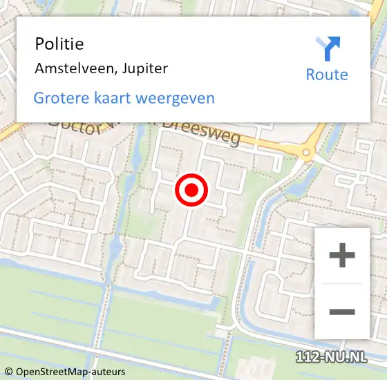 Locatie op kaart van de 112 melding: Politie Amstelveen, Jupiter op 5 april 2015 03:29