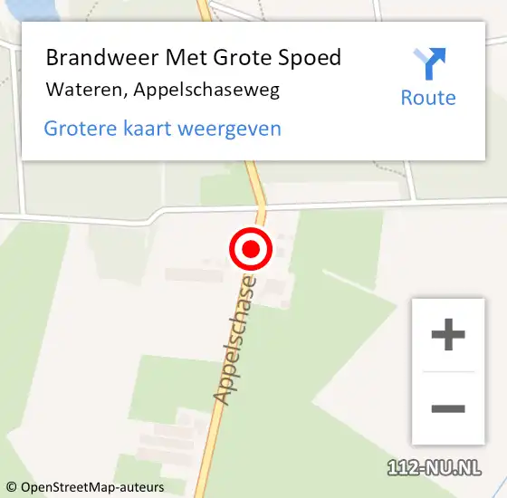 Locatie op kaart van de 112 melding: Brandweer Met Grote Spoed Naar Wateren, Appelschaseweg op 5 april 2015 03:42