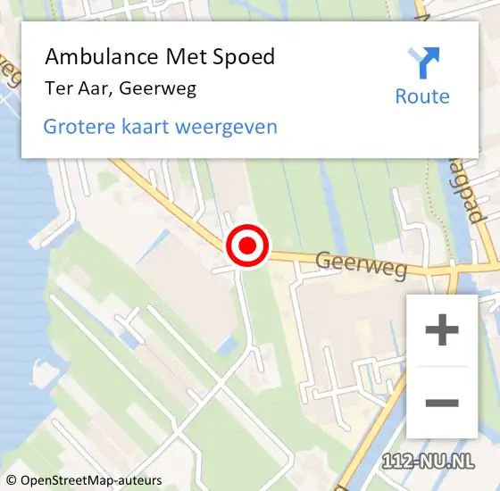 Locatie op kaart van de 112 melding: Ambulance Met Spoed Naar Ter Aar, Geerweg op 5 april 2015 04:24