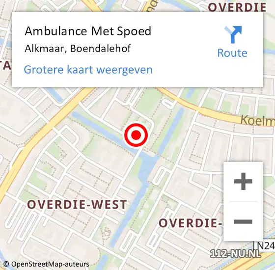 Locatie op kaart van de 112 melding: Ambulance Met Spoed Naar Alkmaar, Boendalehof op 5 april 2015 05:00