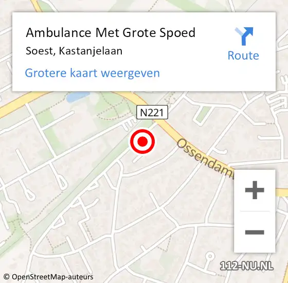 Locatie op kaart van de 112 melding: Ambulance Met Grote Spoed Naar Soest, Kastanjelaan op 5 april 2015 05:08